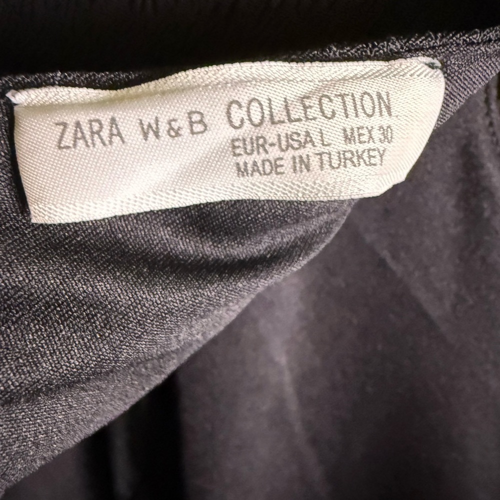 Zara Black Textured Panel Sheath Medium Dress Minimalist Modern Workwear - Picture 5 of 6
